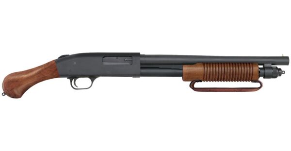 Mossberg 590 Nightstick 12 Gauge Pump-Action with Wood Raptor Grip and Leather Strap